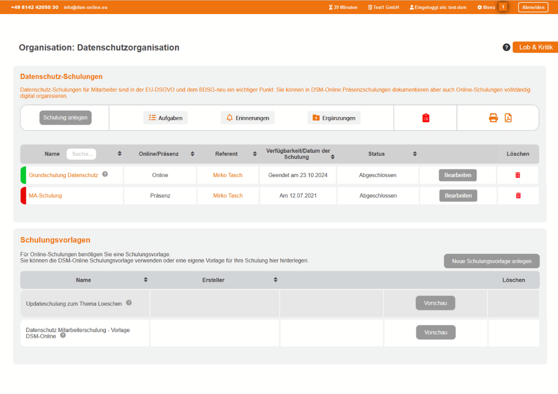 Mitarbeiterschulungen