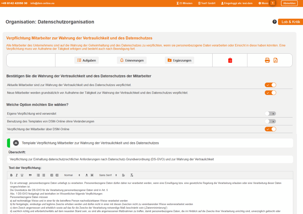 Mitarbeiterverpflichtung